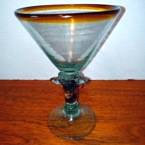 Vintage hand blown art glass with bull on it 6.5" tall 4.5 wide no cracks